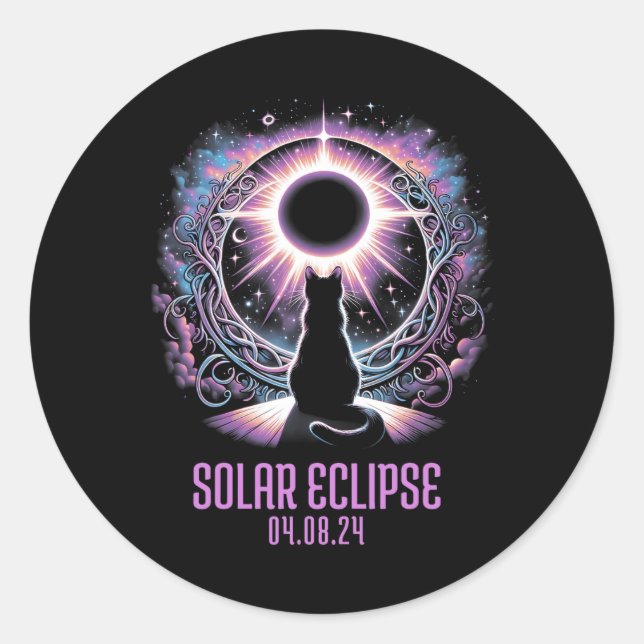 Watching Total Solar Eclipse Apr 8 2024 Astronomy  Classic Round Sticker (Front)