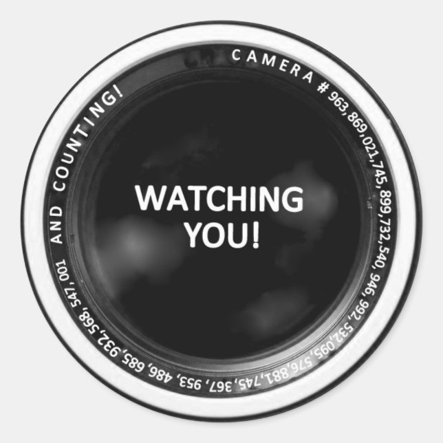 "WATCHING YOU!" CAMERA LENS WALL STICKER (Front)