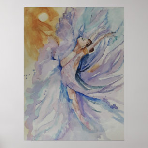 Wate ballerina dancer and sunraysPoster Poster