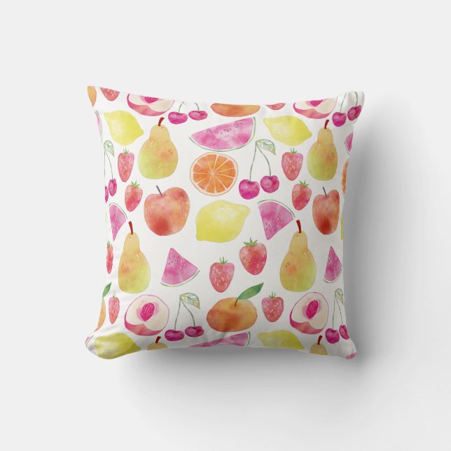 Watecolor Fruit Art Throw Pillow (Front)