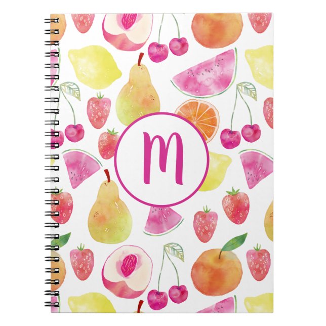 Watecolor Fruit Monogram Notebook (Front)
