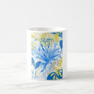 Watecolor Mom Mug Blue White