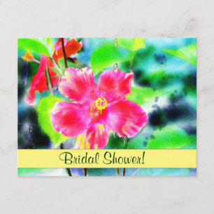 Watecolor Red Hibiscus Bridal Shower Invitation