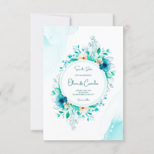watecolor Wedding Invitation with Floral Frame
