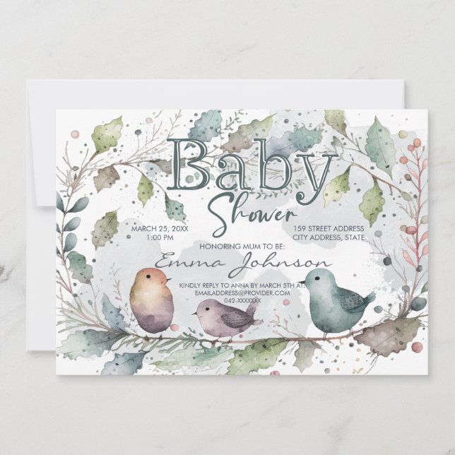Watecolour Nature Baby Shower Invitation (Front)