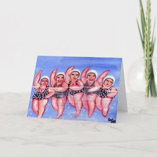 Water Aerobics Divas Fun Whimsical Chubby Card