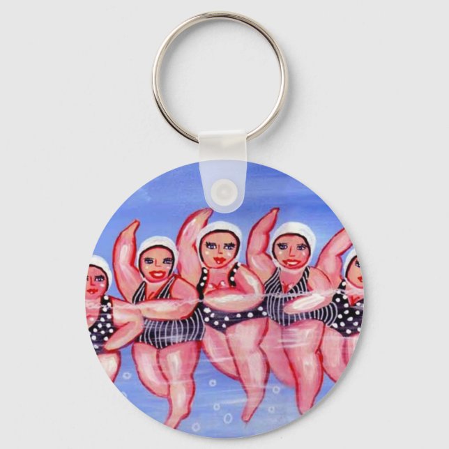 Water Aerobics Divas Fun Whimsical Chubby Keychain (Front)