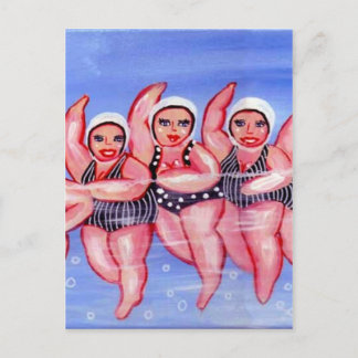 Water Aerobics Divas Fun Whimsical Chubby Postcard
