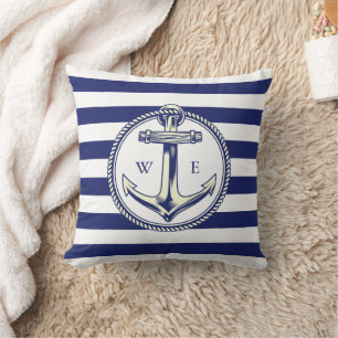 Water anchor Marine Blue Radius Throw Pillow