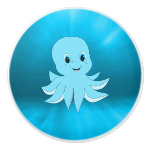 Water And Baby Octopus Ceramic Knob