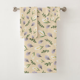 Water and lavender flower bath towel