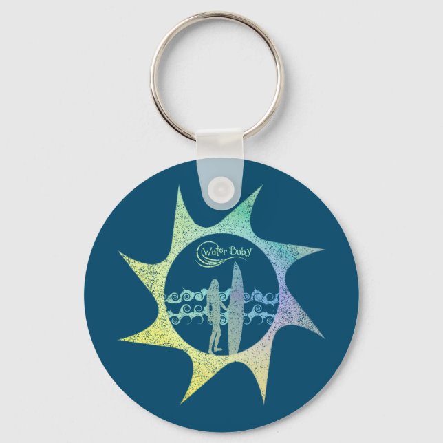 Water Baby Sun Distressed Keychain (Front)
