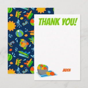 Water Balloon Pool Party Kids Summer Birthday Thank You Card