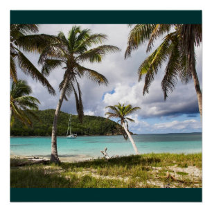 Water Beach Tropical Green Nature Name Personalize Poster