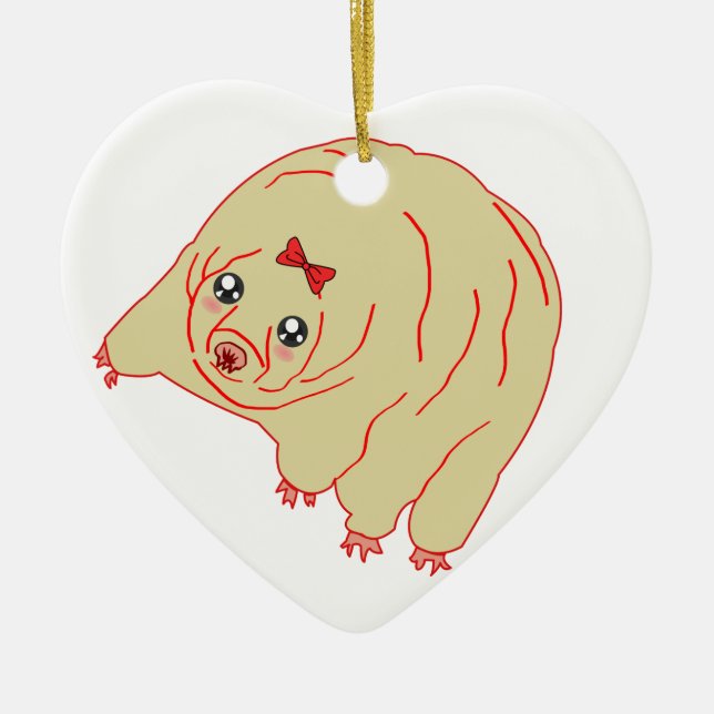 Water Bear Cute Anime Tardigrade Ceramic Ornament (Front)