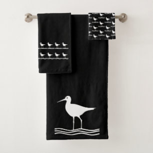Water bird Bath Black and white towel set