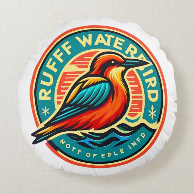 Water Bird Ruff Round Pillow (Front)