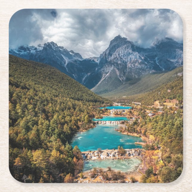 Water | Blue Moon Lake, China Square Paper Coaster (Front)