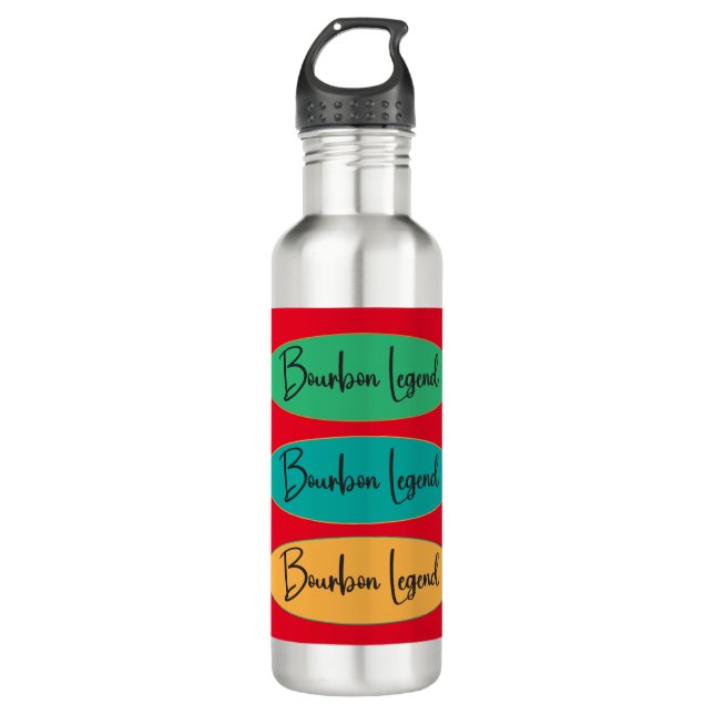 Water Bottle 24 oz - Bourbon Legend Ovals on Red (Front)