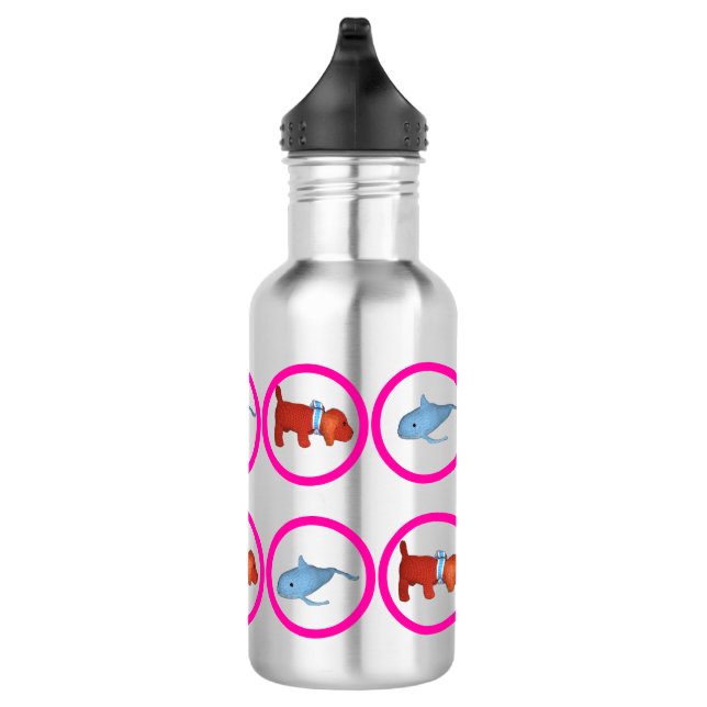 Water Bottle - Circles with Whale and Dog (Right)