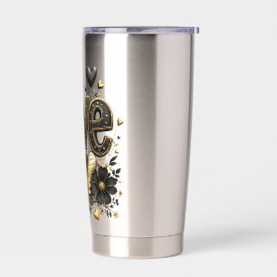 Water Bottle Elegant Romantic Floral Hearts Tumb Insulated Tumbler