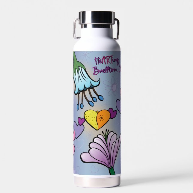 Water Bottle - heARTing Flowers - Buellton.Art (Front)