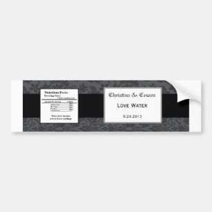 Water Bottle Label Black Grey Formal Gothic Print