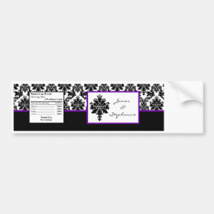 Water Bottle Label Black Purple Damask Lace Prin