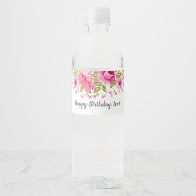 water bottle LABEL - boho floral (Front)