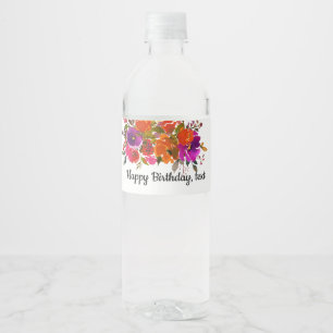 water bottle LABEL - boho floral