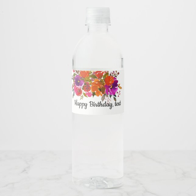water bottle LABEL - boho floral (Front)