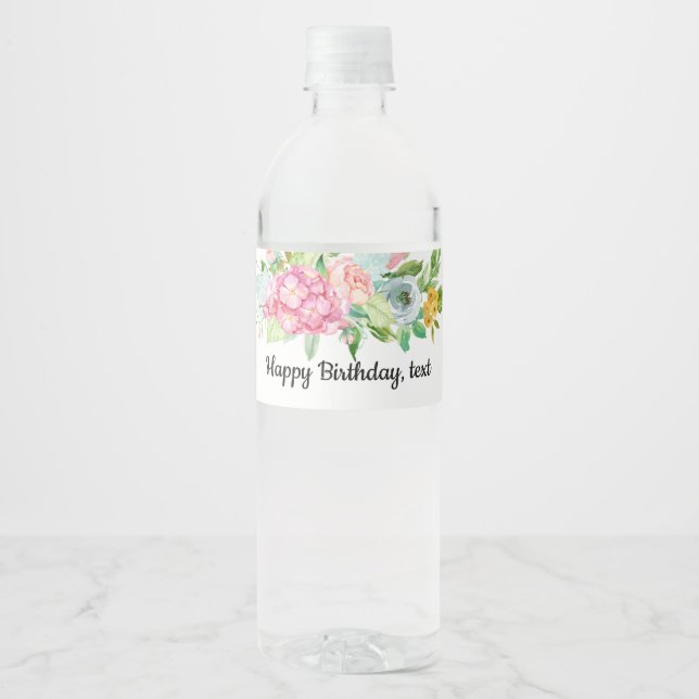 water bottle LABEL - boho floral (Front)