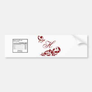 Water Bottle Label Crimson Red Floral Filigree