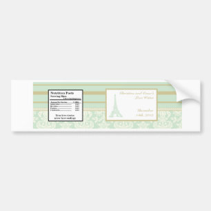 Water Bottle Label Damask Paris