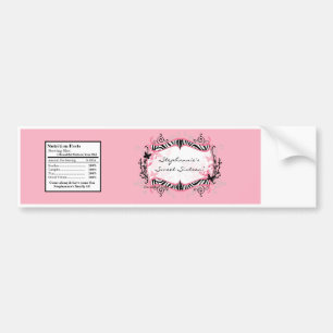 Water Bottle Label Girly Butterfly Zebra Print