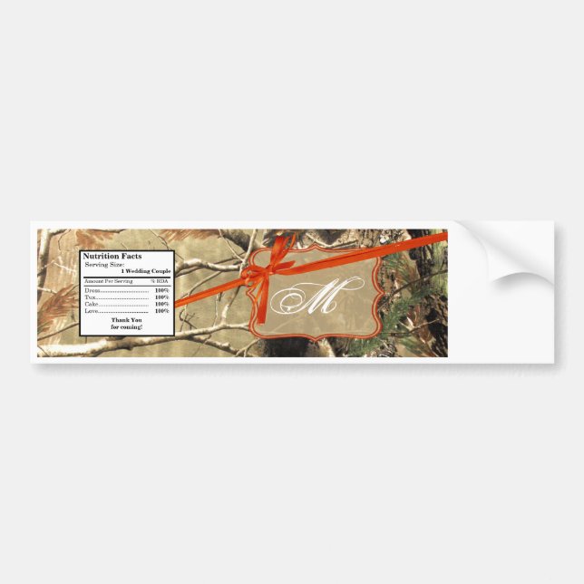 Water Bottle Label Hunters Camoflouge Camo Orange (Front)