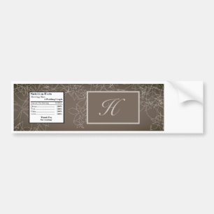 Water Bottle Label Modern Autumn Floral Fall Grey