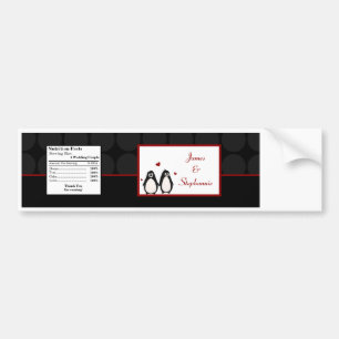 Water Bottle Label Penguin Love Couple Mate for Li