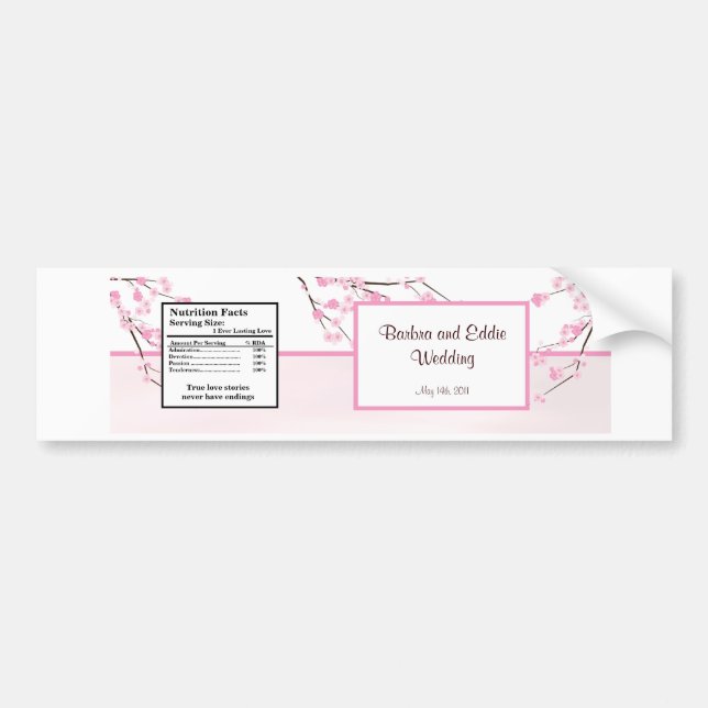 Water Bottle Label Pink Cherry Blossom (Front)