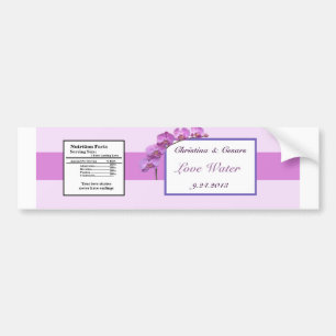 Water Bottle Label Purple Orchids on Stem
