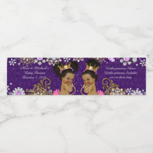 Water Bottle Label twin african, etnic,purple