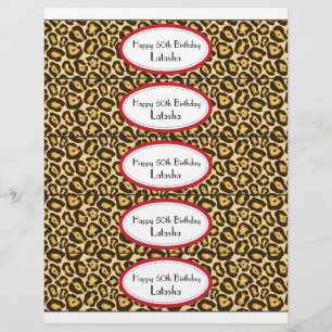 Water Bottle Labels Red and Leopard Print