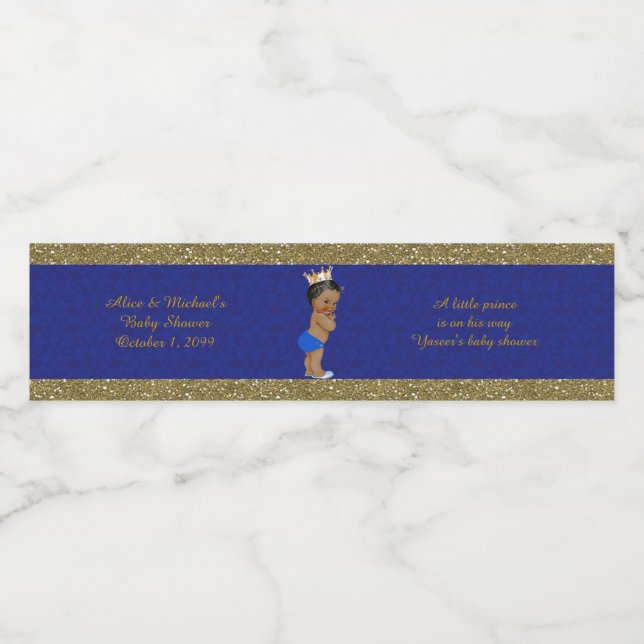 Water Bottle Labels,Tony's baby shower, blue Water Bottle Label (Single Label)