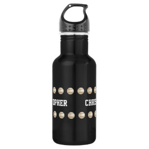 Water Bottle, Personalized, Baseball, Black 532 Ml Water Bottle