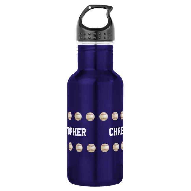 Water Bottle, Personalized, Baseball, Blue 532 Ml Water Bottle (Front)