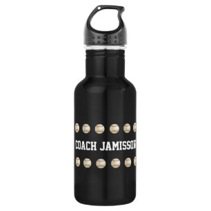 Water Bottle, Personalized, Baseball Coach, Black 532 Ml Water Bottle