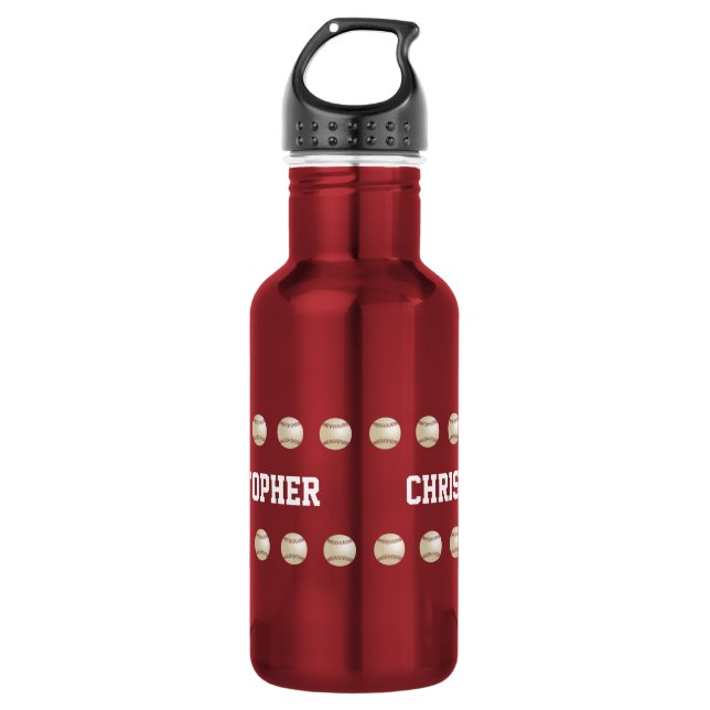Water Bottle, Personalized, Baseball, Red 532 Ml Water Bottle (Front)
