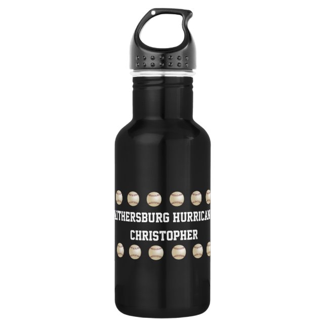 Water Bottle, Personalized, Baseball Team, Black 532 Ml Water Bottle (Front)
