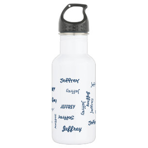 Water Bottle, Personalized, Name Blue on Silver 532 Ml Water Bottle