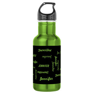 Water Bottle, Personalized, Repeating Name, Green 532 Ml Water Bottle